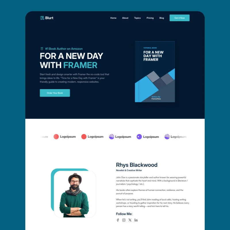 Blurt - Book Landing Page Framer Template