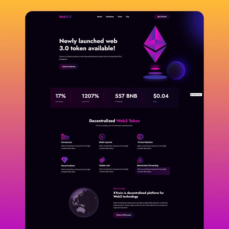 Web3.0 -  NFT Landing Page Framer Template